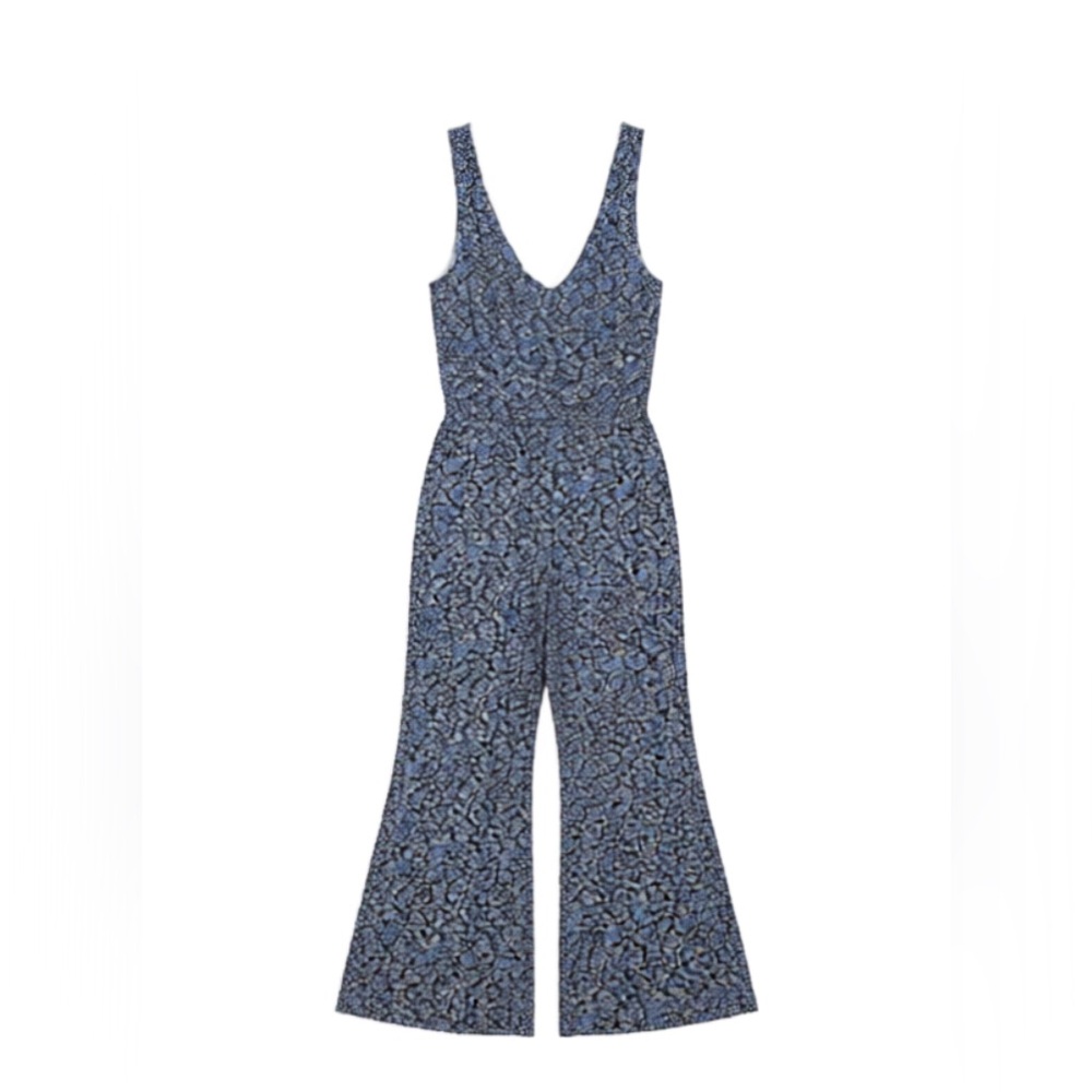 Francesca’s Floral Blue Jumpsuit